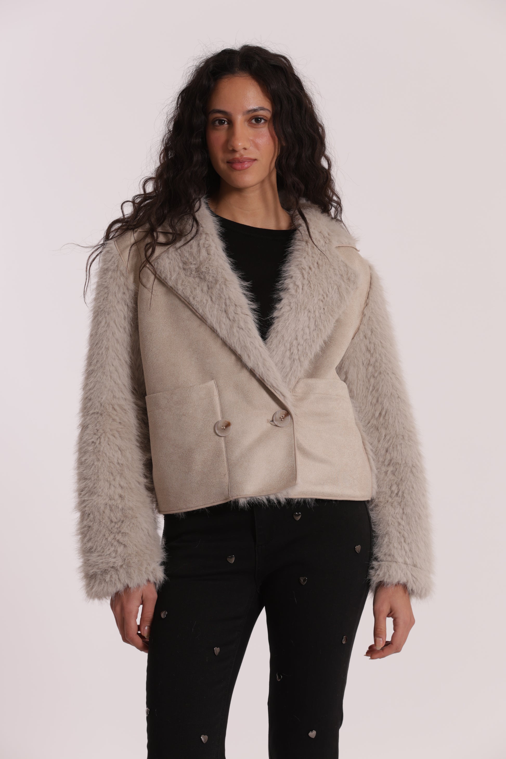 GIUBBOTTO CROPPED REVERSIBILE EFFETTO MONTONE