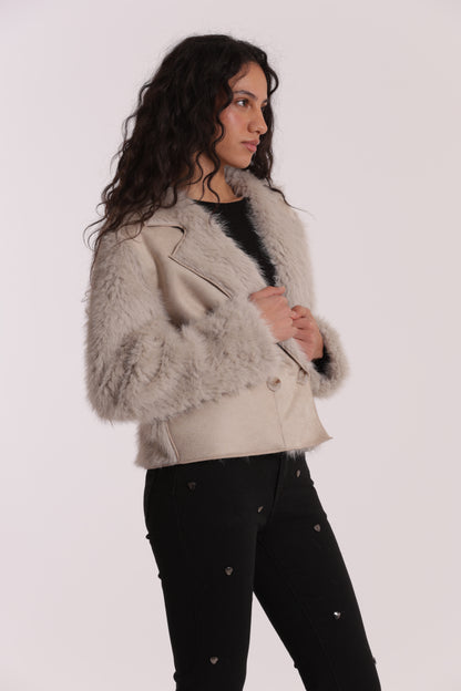 GIUBBOTTO CROPPED REVERSIBILE EFFETTO MONTONE