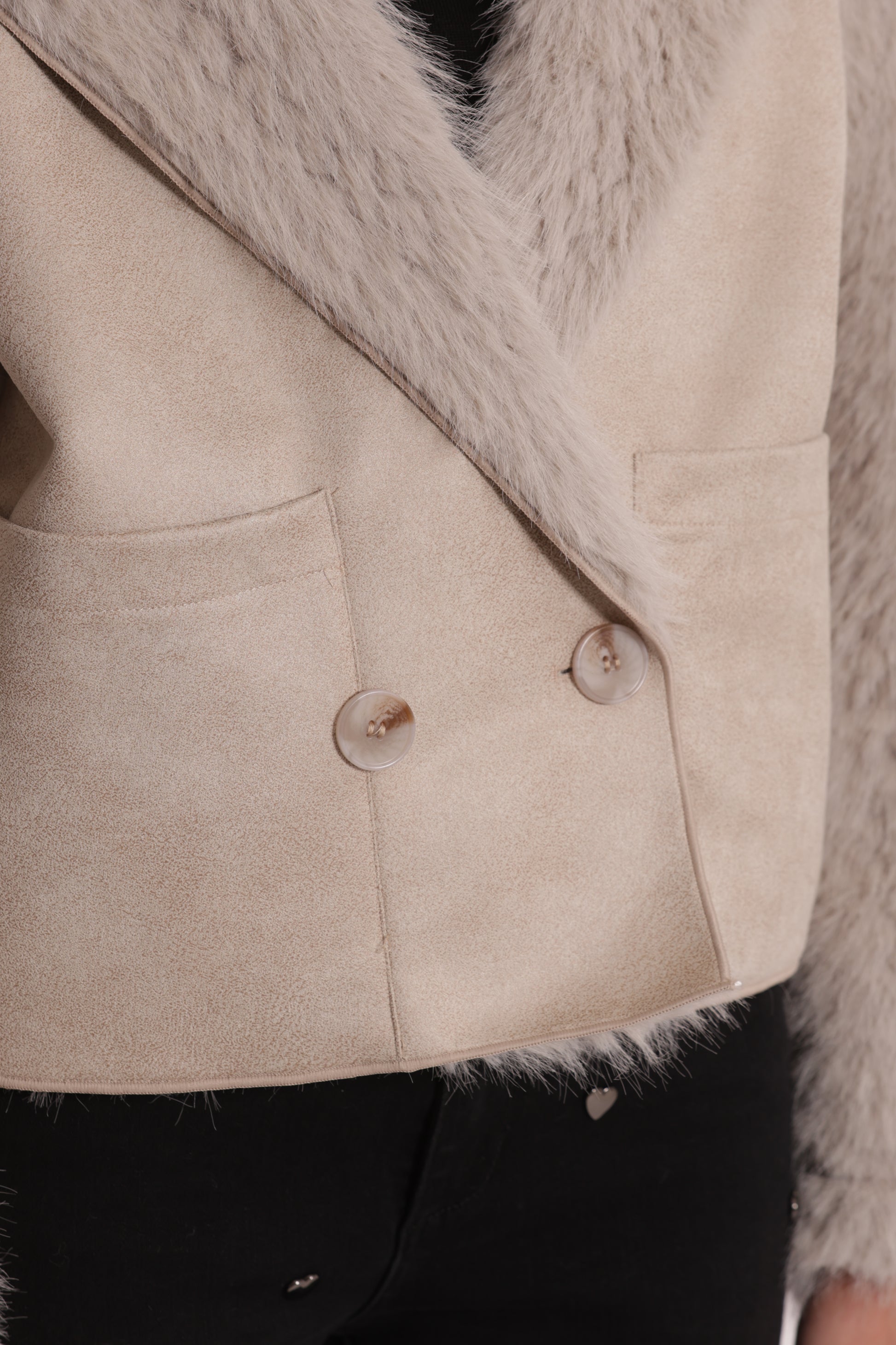 GIUBBOTTO CROPPED REVERSIBILE EFFETTO MONTONE