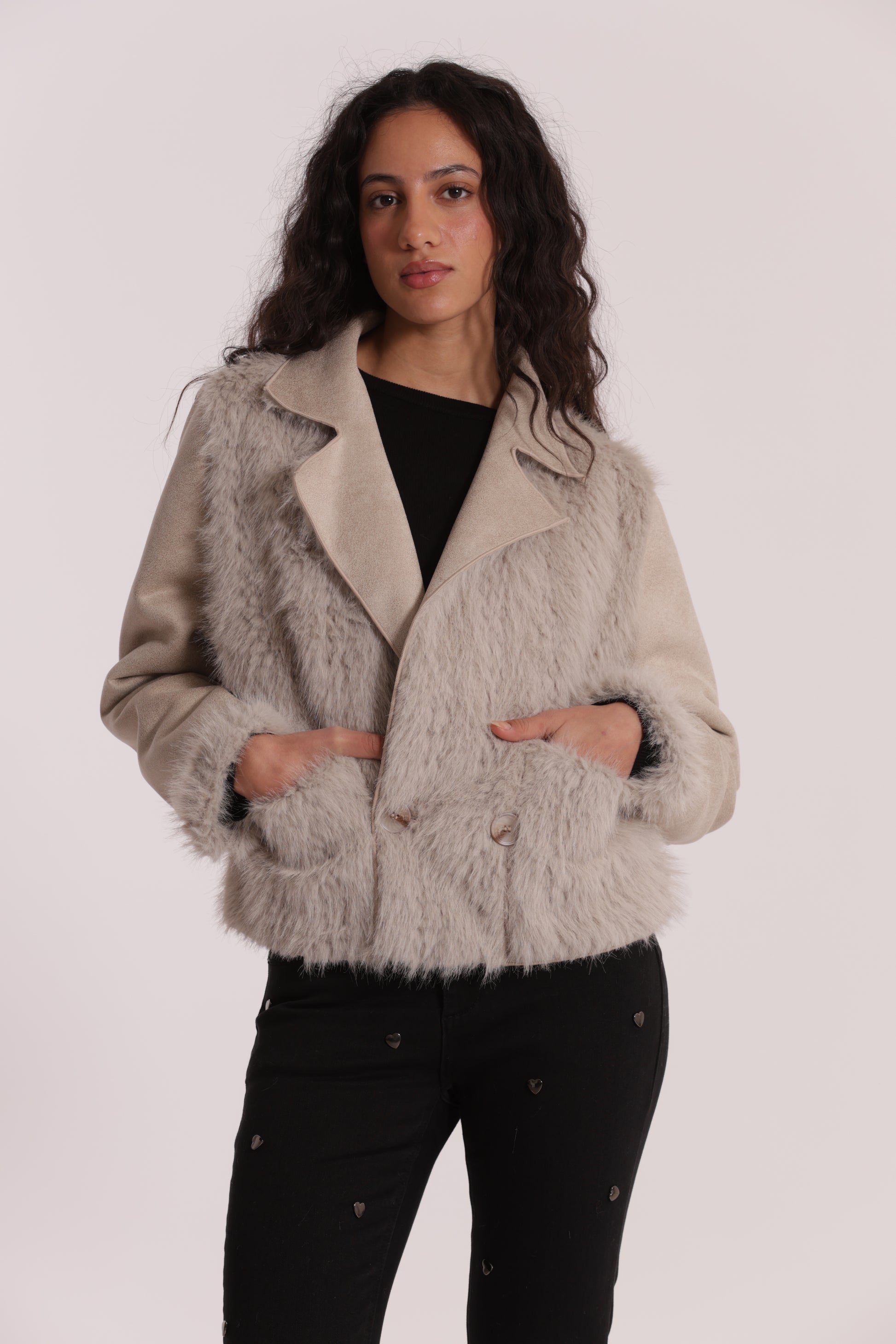 GIUBBOTTO CROPPED REVERSIBILE EFFETTO MONTONE