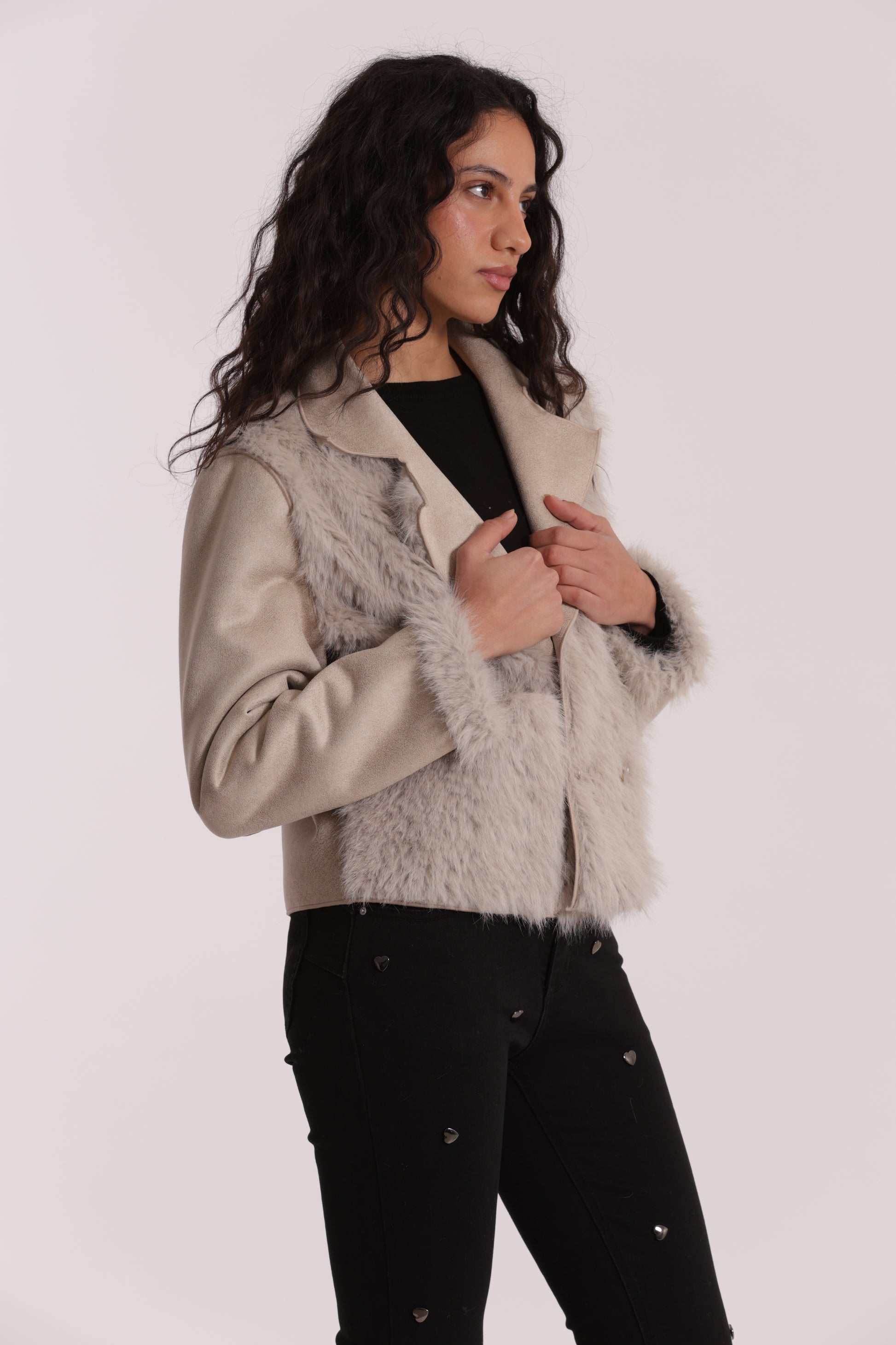 GIUBBOTTO CROPPED REVERSIBILE EFFETTO MONTONE