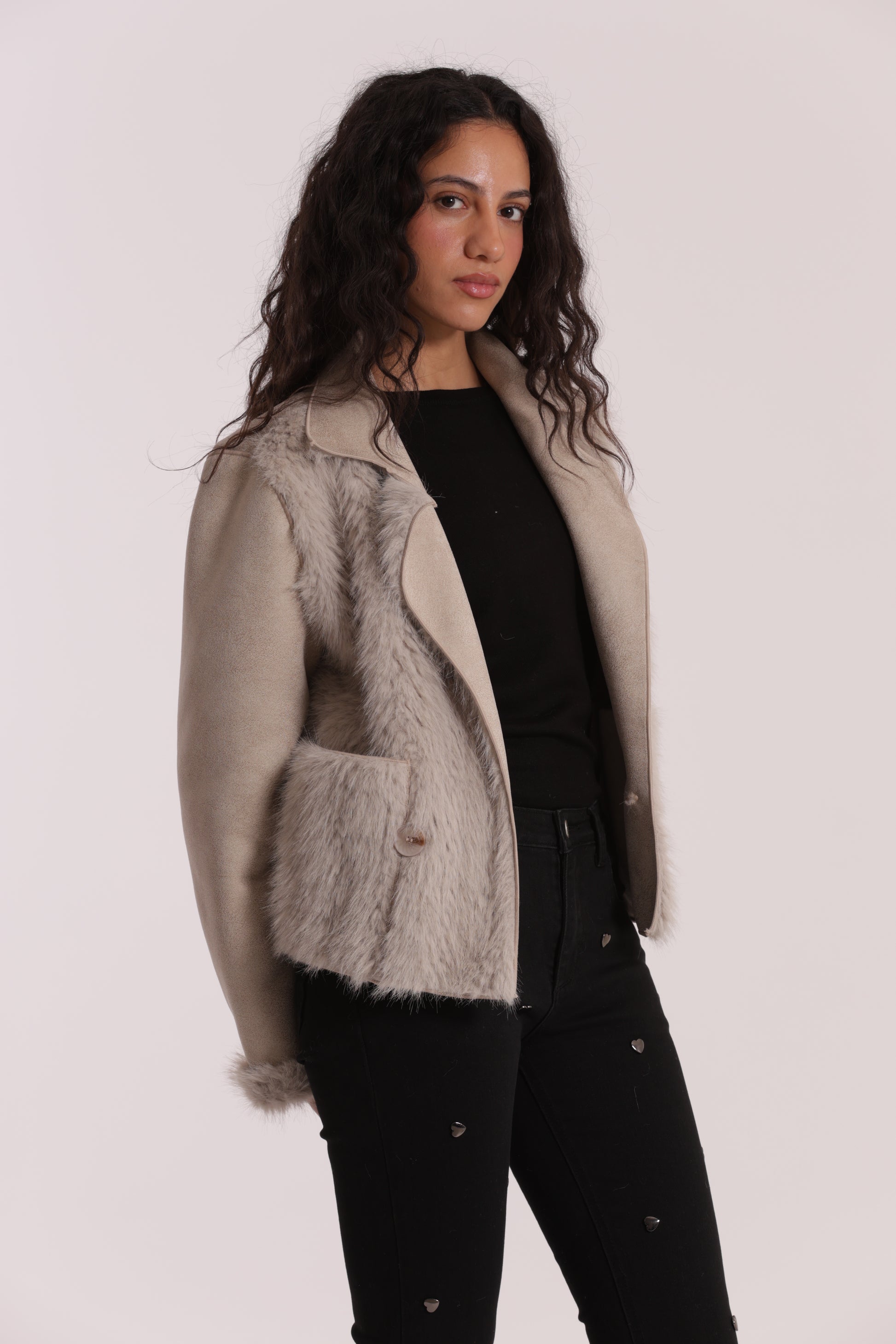 GIUBBOTTO CROPPED REVERSIBILE EFFETTO MONTONE