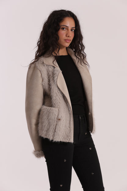 GIUBBOTTO CROPPED REVERSIBILE EFFETTO MONTONE