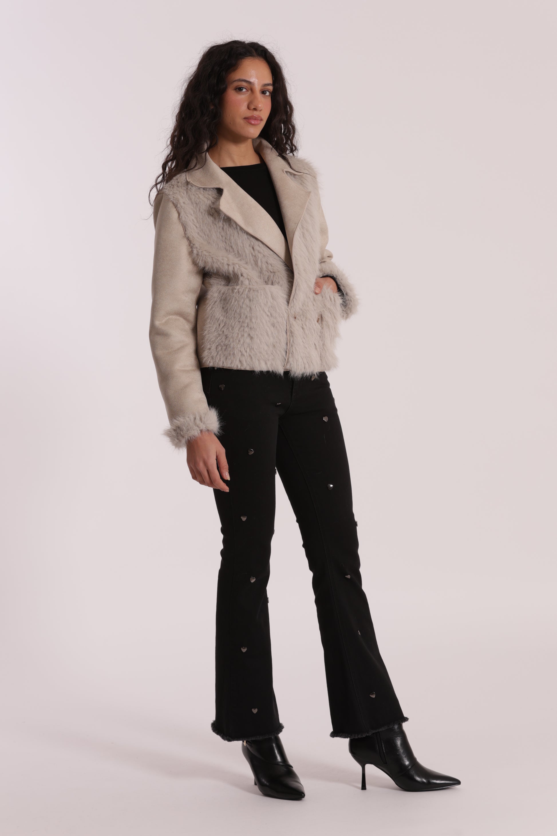 GIUBBOTTO CROPPED REVERSIBILE EFFETTO MONTONE