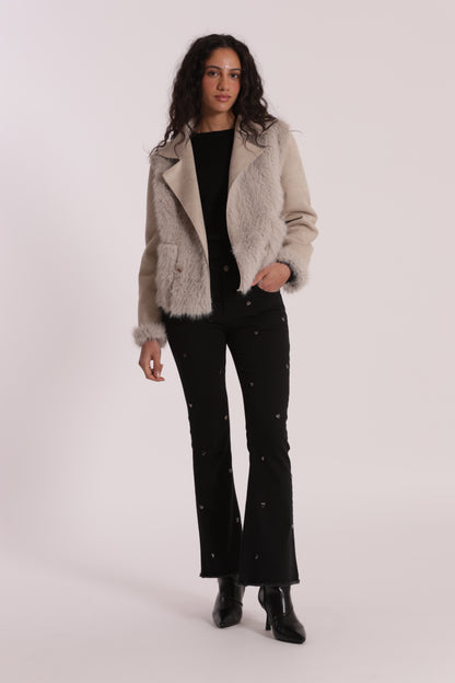 GIUBBOTTO CROPPED REVERSIBILE EFFETTO MONTONE