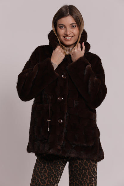 CAPPOTTO EFFETTO PELLICCIA CON COULISSE