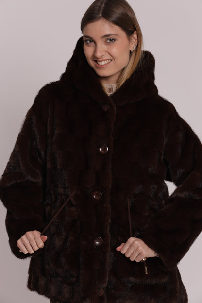 CAPPOTTO EFFETTO PELLICCIA CON COULISSE