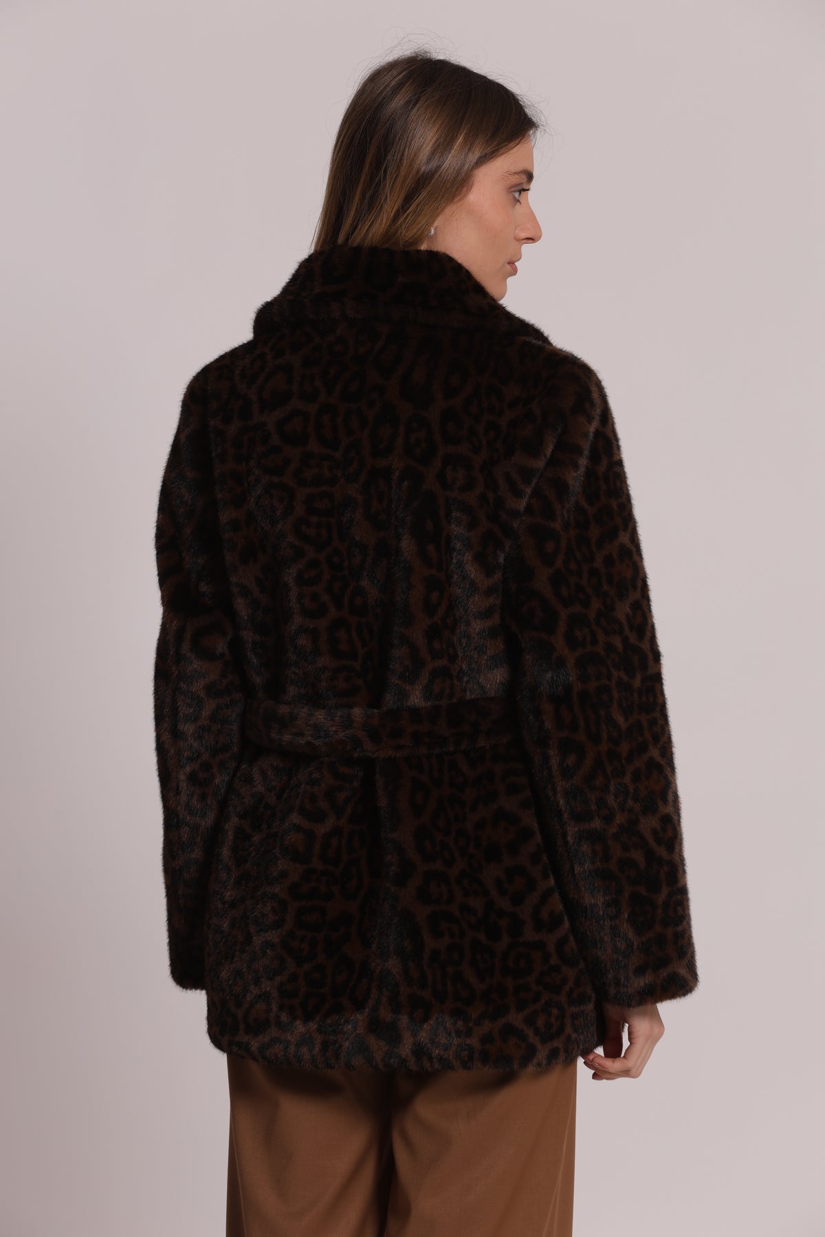 CAPPOTTO EFFETTO PELLICCIA ANIMALIER