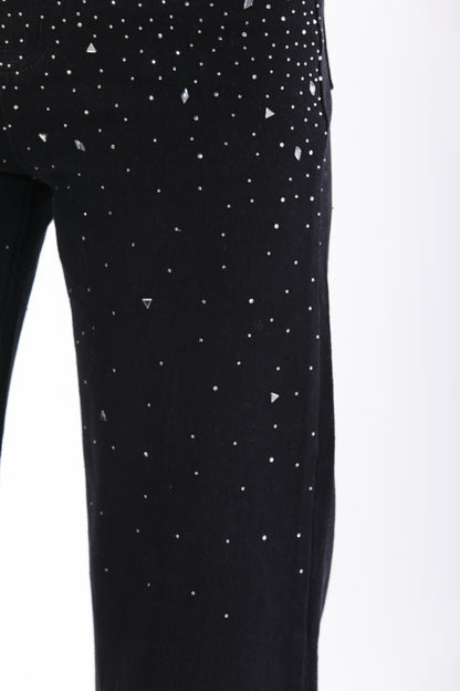 JEANS PALAZZO CON PIOGGIA DI STRASS