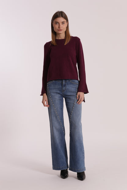 JEANS WIDE LEG CON BORCHIE