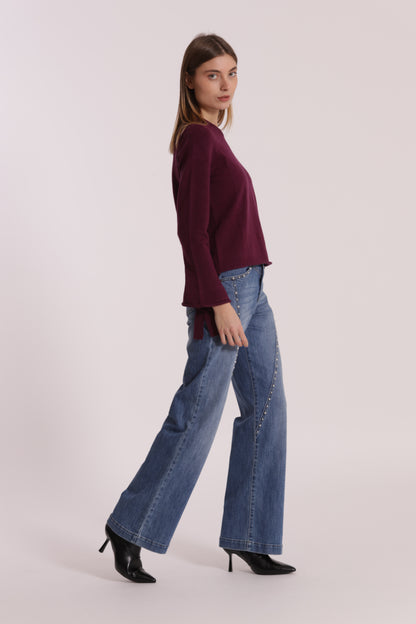 JEANS WIDE LEG CON BORCHIE