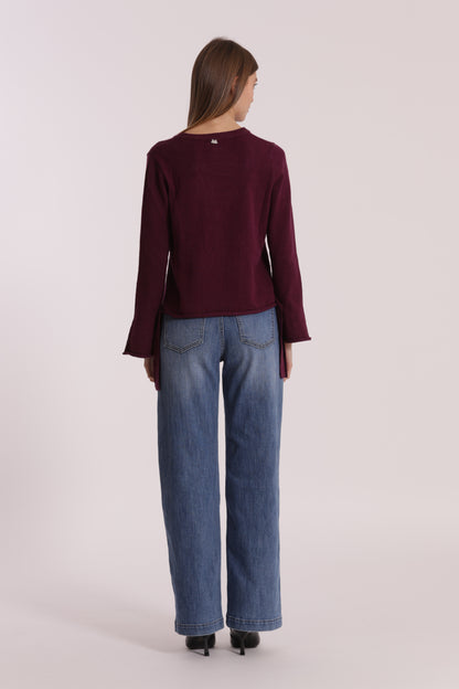 JEANS WIDE LEG CON BORCHIE