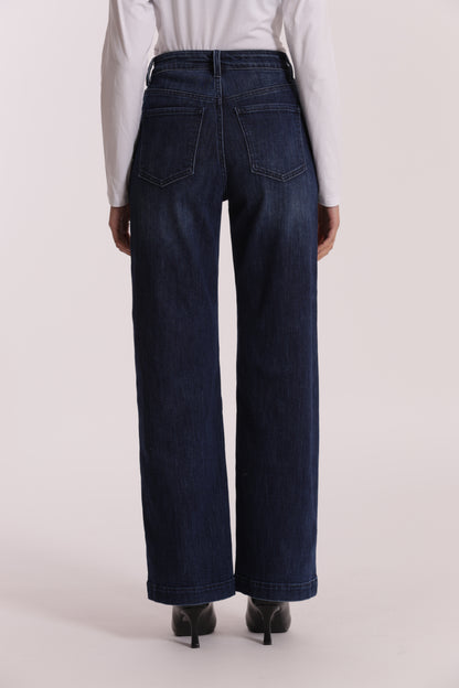 JEANS WIDE LEG CON BORCHIE