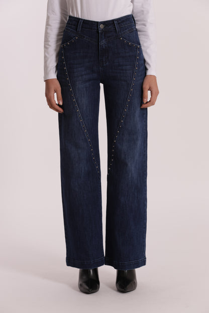 JEANS WIDE LEG CON BORCHIE