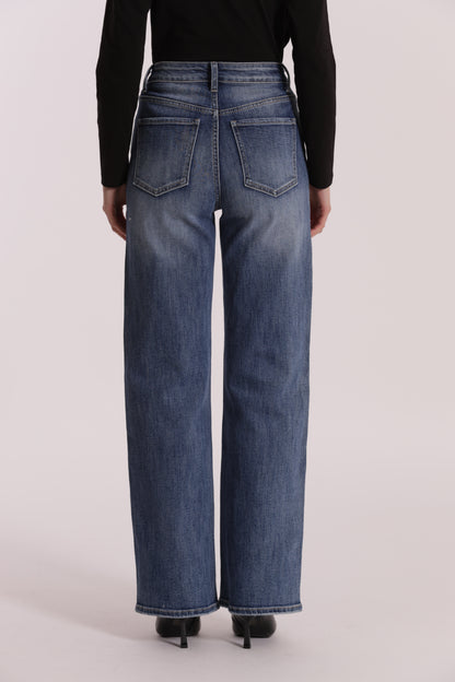 JEANS WIDE LEG CON STRASS TRASPARENTI