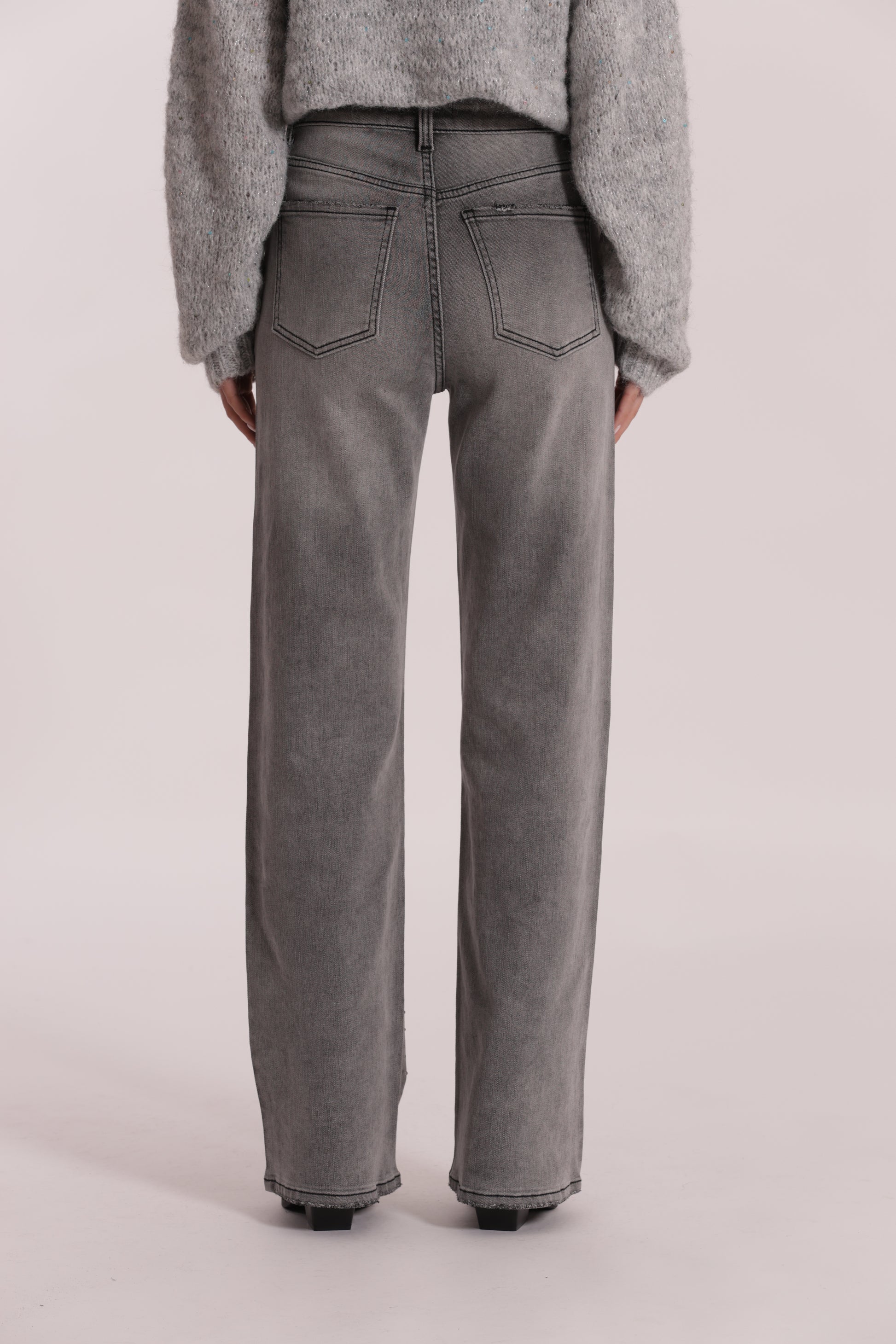 JEANS WIDE LEG CON STRASS TRASPARENTI