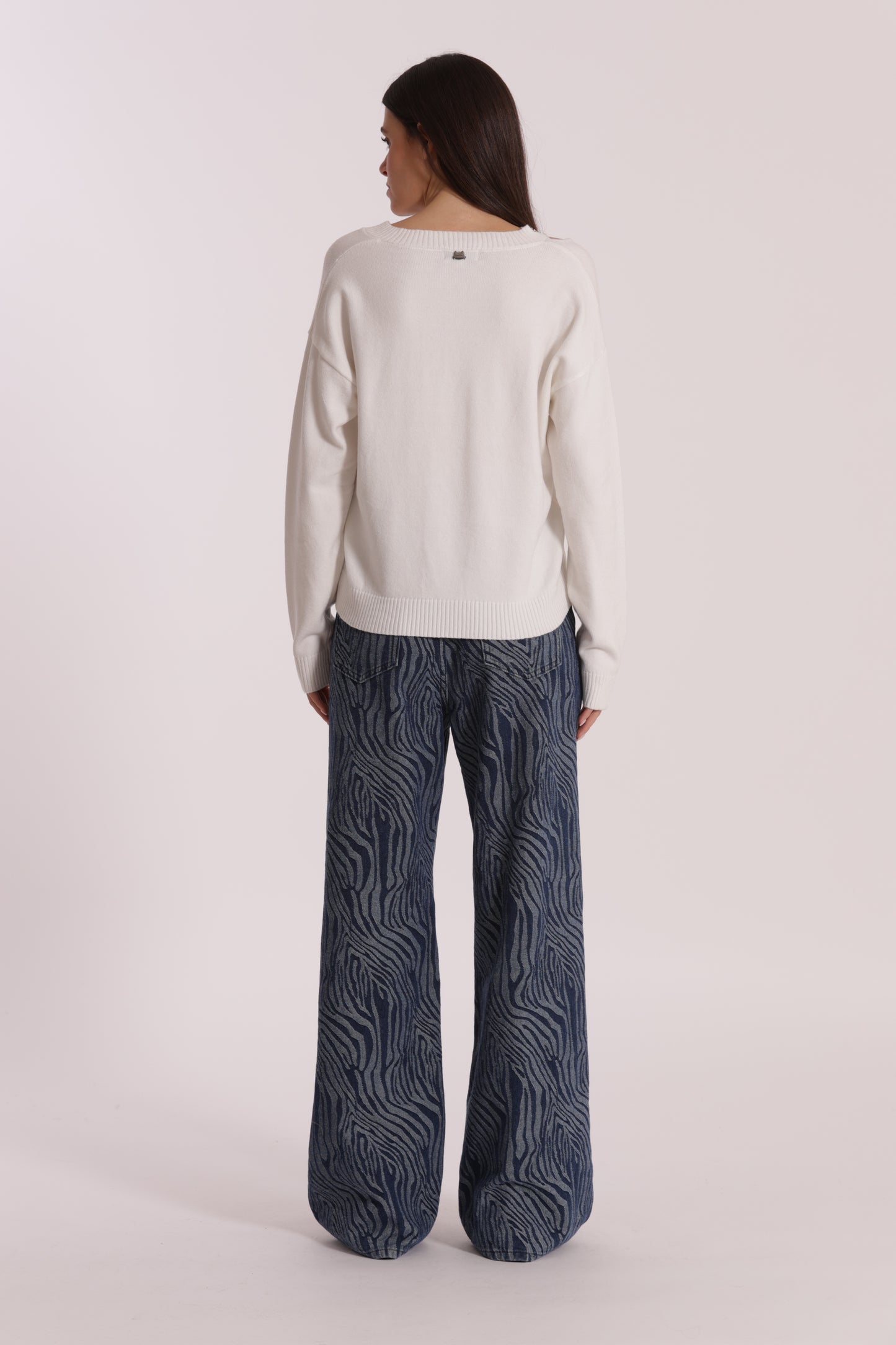 JEANS PALAZZO IN JACQUARD ANIMALIER