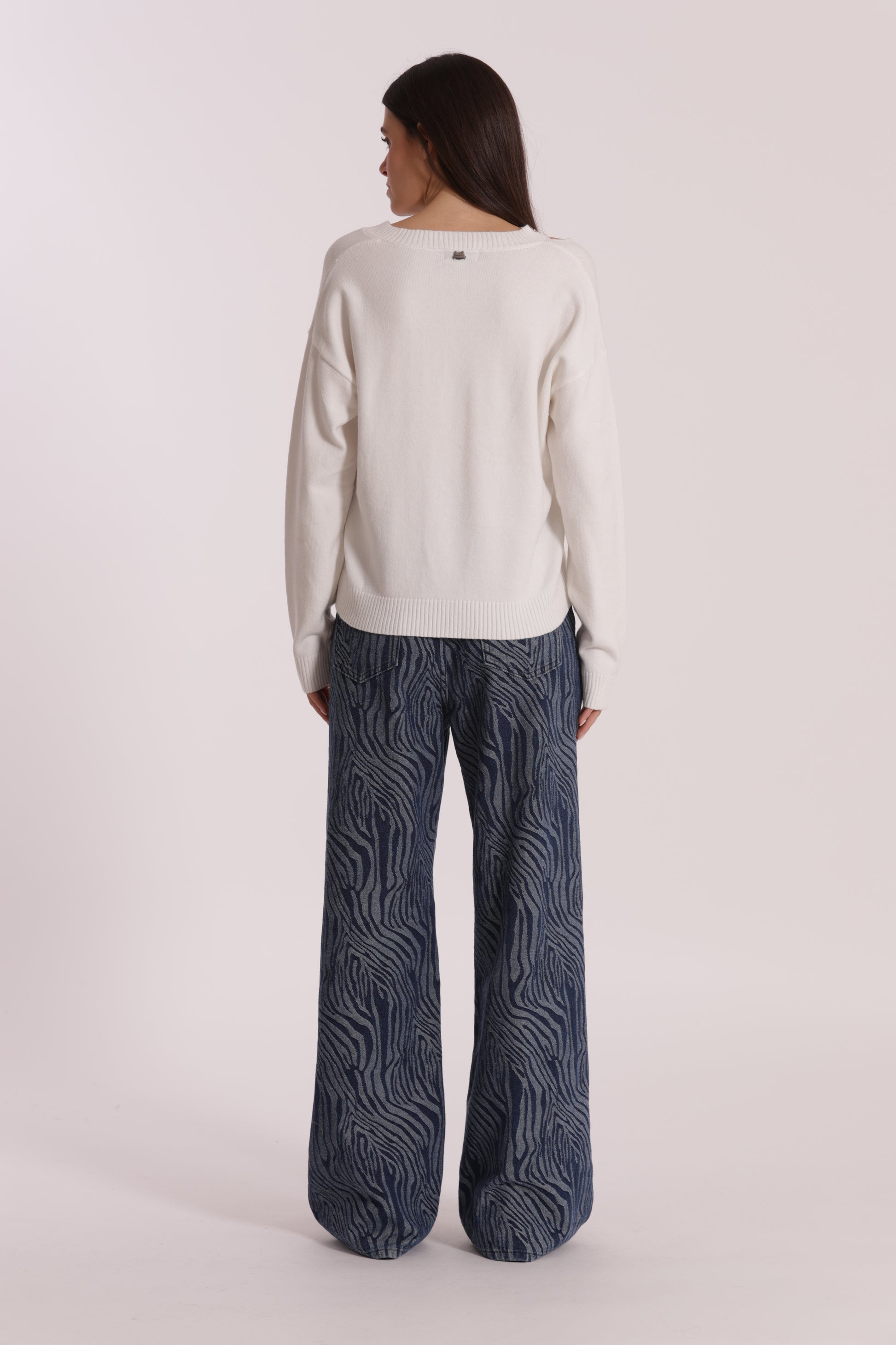 JEANS PALAZZO IN JACQUARD ANIMALIER