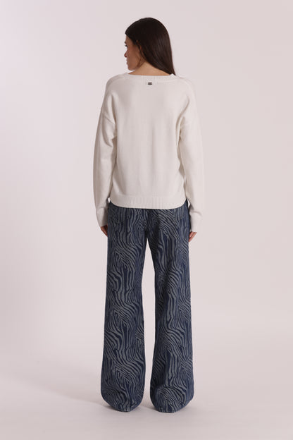 JEANS PALAZZO IN JACQUARD ANIMALIER