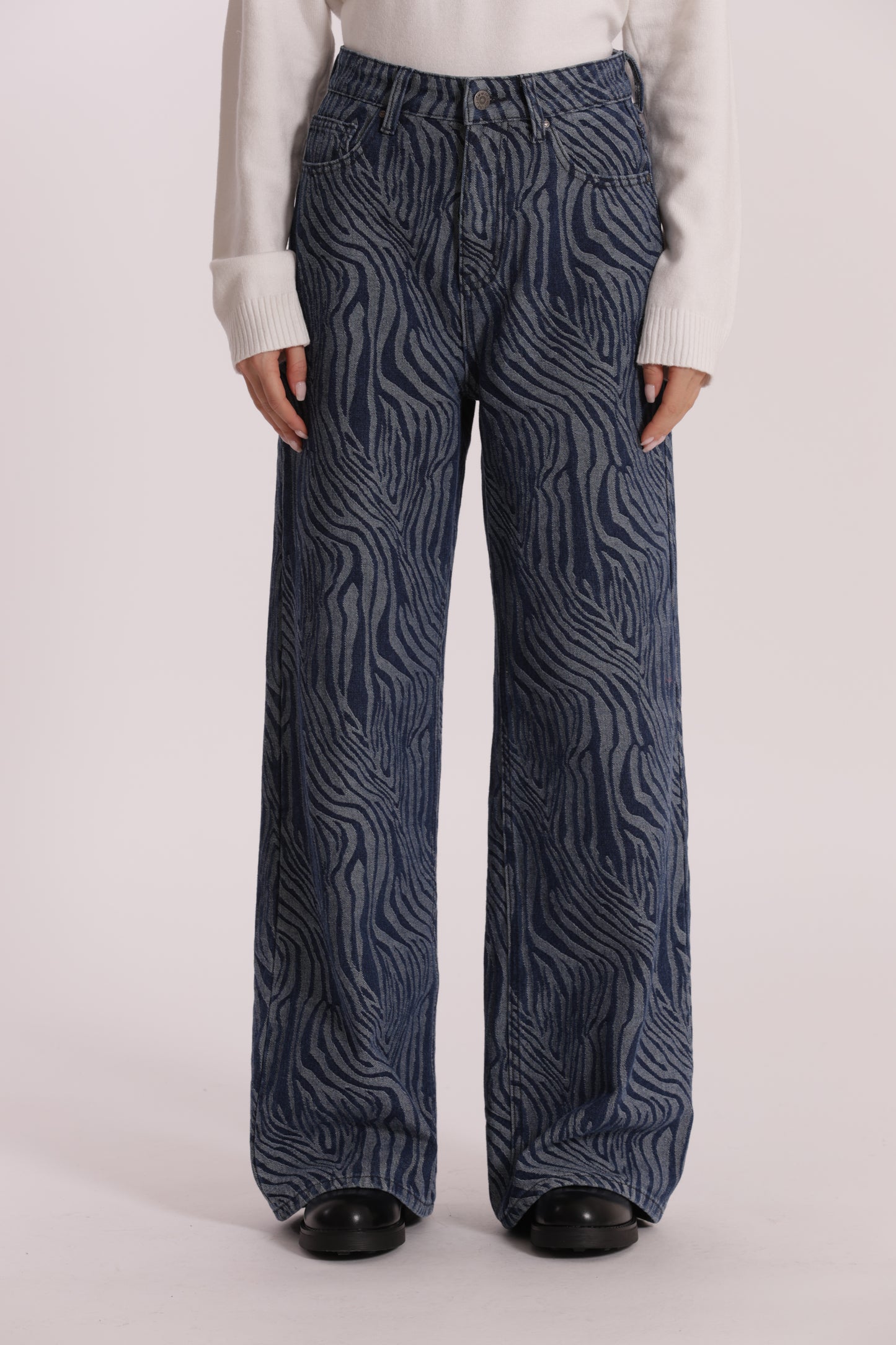 JEANS PALAZZO IN JACQUARD ANIMALIER