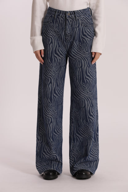 JEANS PALAZZO IN JACQUARD ANIMALIER