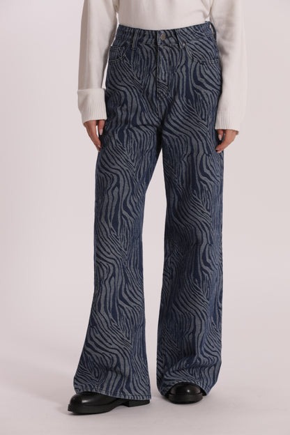 JEANS PALAZZO IN JACQUARD ANIMALIER