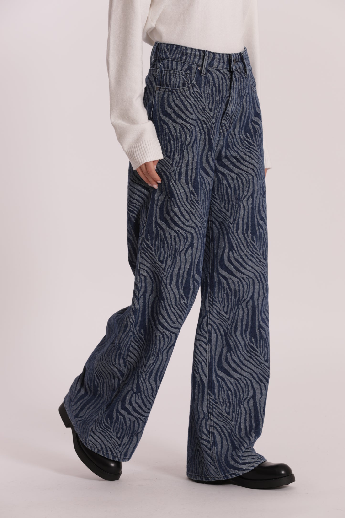 JEANS PALAZZO IN JACQUARD ANIMALIER