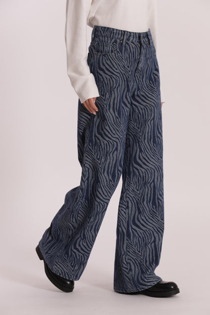 JEANS PALAZZO IN JACQUARD ANIMALIER
