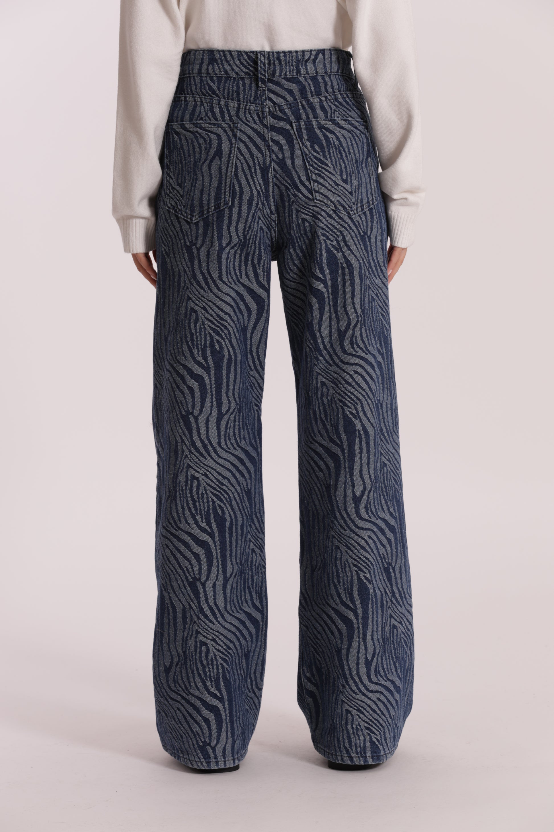 JEANS PALAZZO IN JACQUARD ANIMALIER