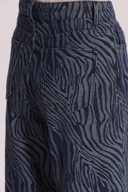 JEANS PALAZZO IN JACQUARD ANIMALIER