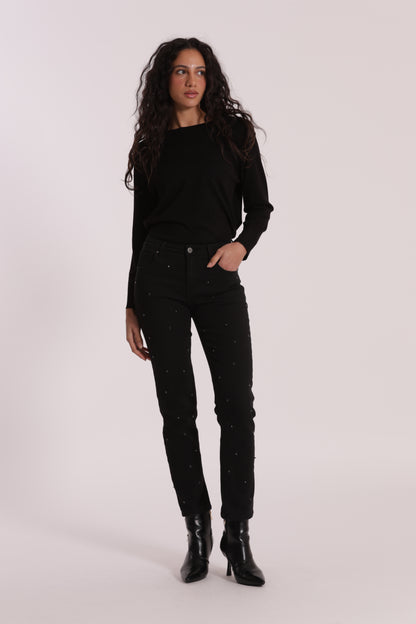 JEANS SIGARETTA CON APPLICAZIONI