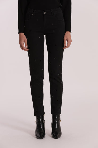 JEANS SIGARETTA CON APPLICAZIONI