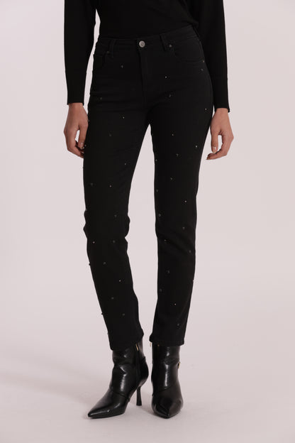 JEANS SIGARETTA CON APPLICAZIONI