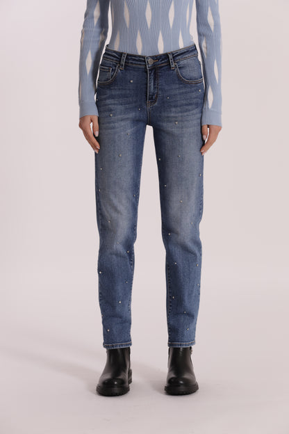 JEANS SIGARETTA CON APPLICAZIONI
