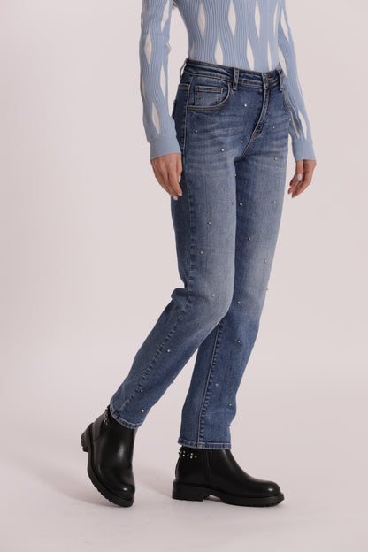 JEANS SIGARETTA CON APPLICAZIONI