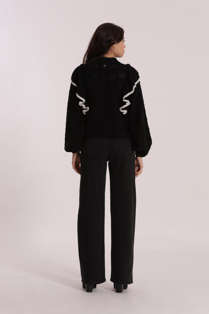 JEANS WIDE LEG CON STAMPA FIOCCO