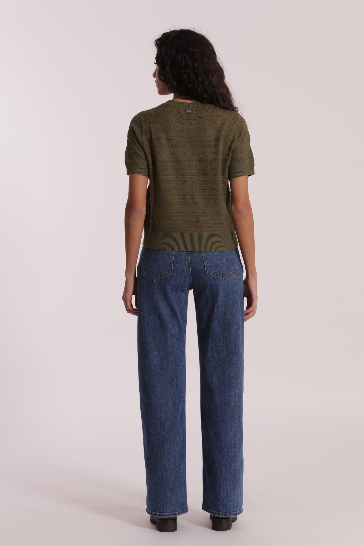 JEANS WIDE LEG CON STAMPA FIOCCO