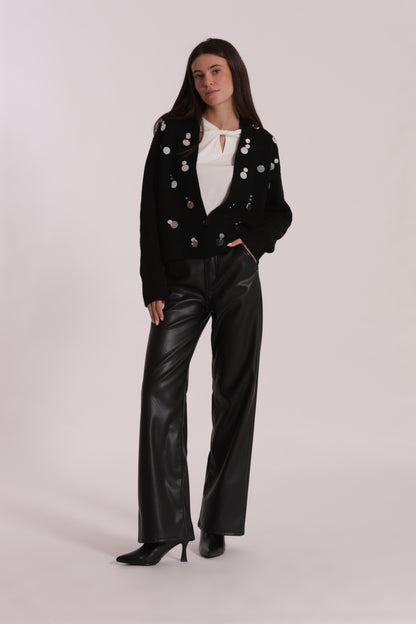 JEANS WIDE LEG SIMIL PELLE