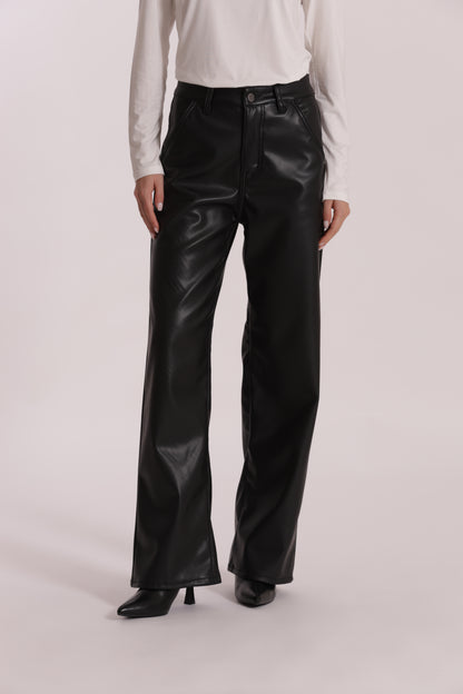 JEANS WIDE LEG SIMIL PELLE