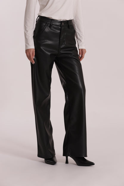 JEANS WIDE LEG SIMIL PELLE