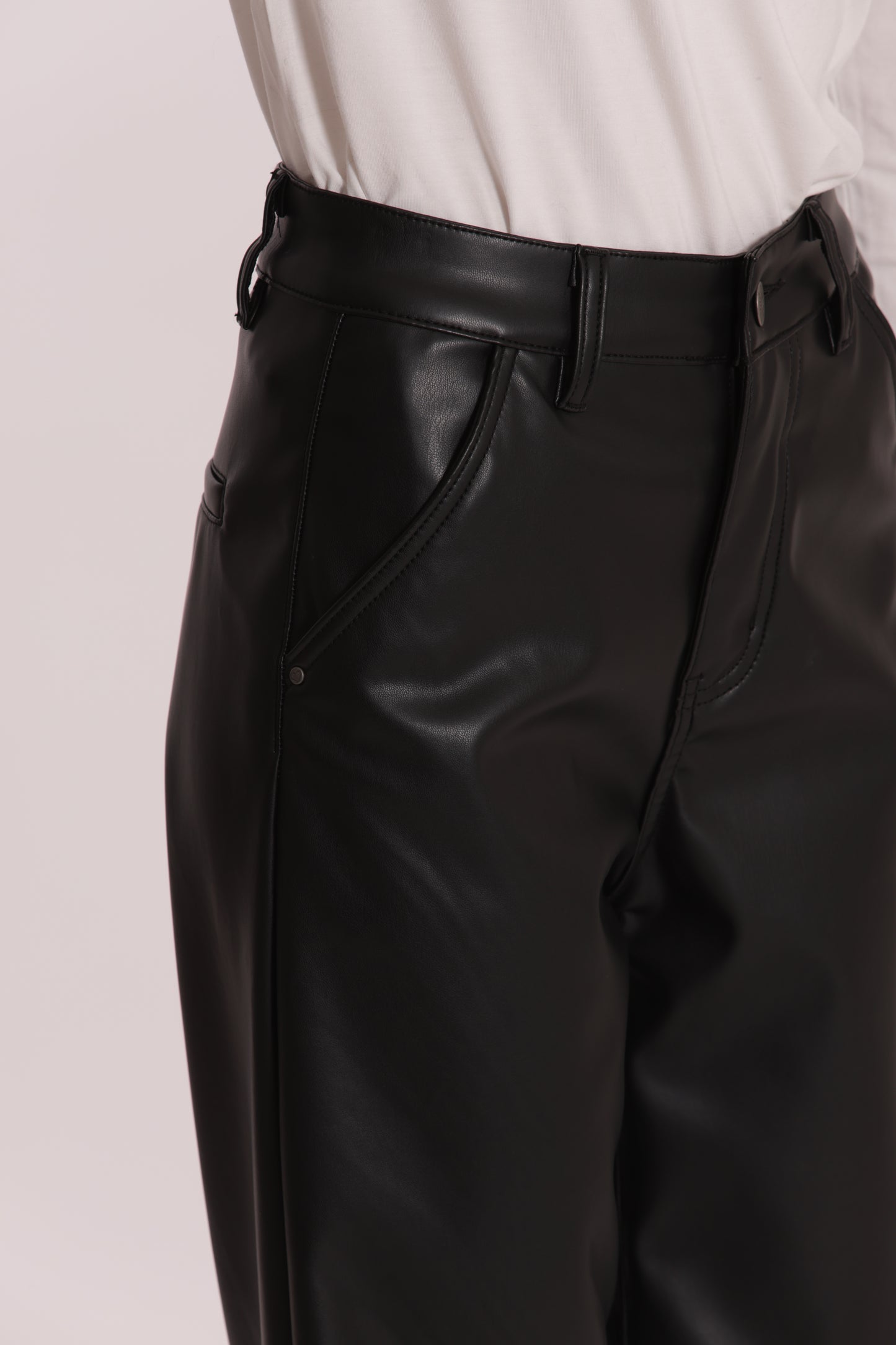JEANS WIDE LEG SIMIL PELLE