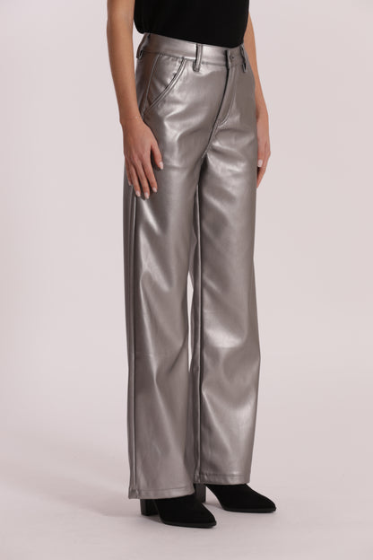 JEANS WIDE LEG SIMIL PELLE