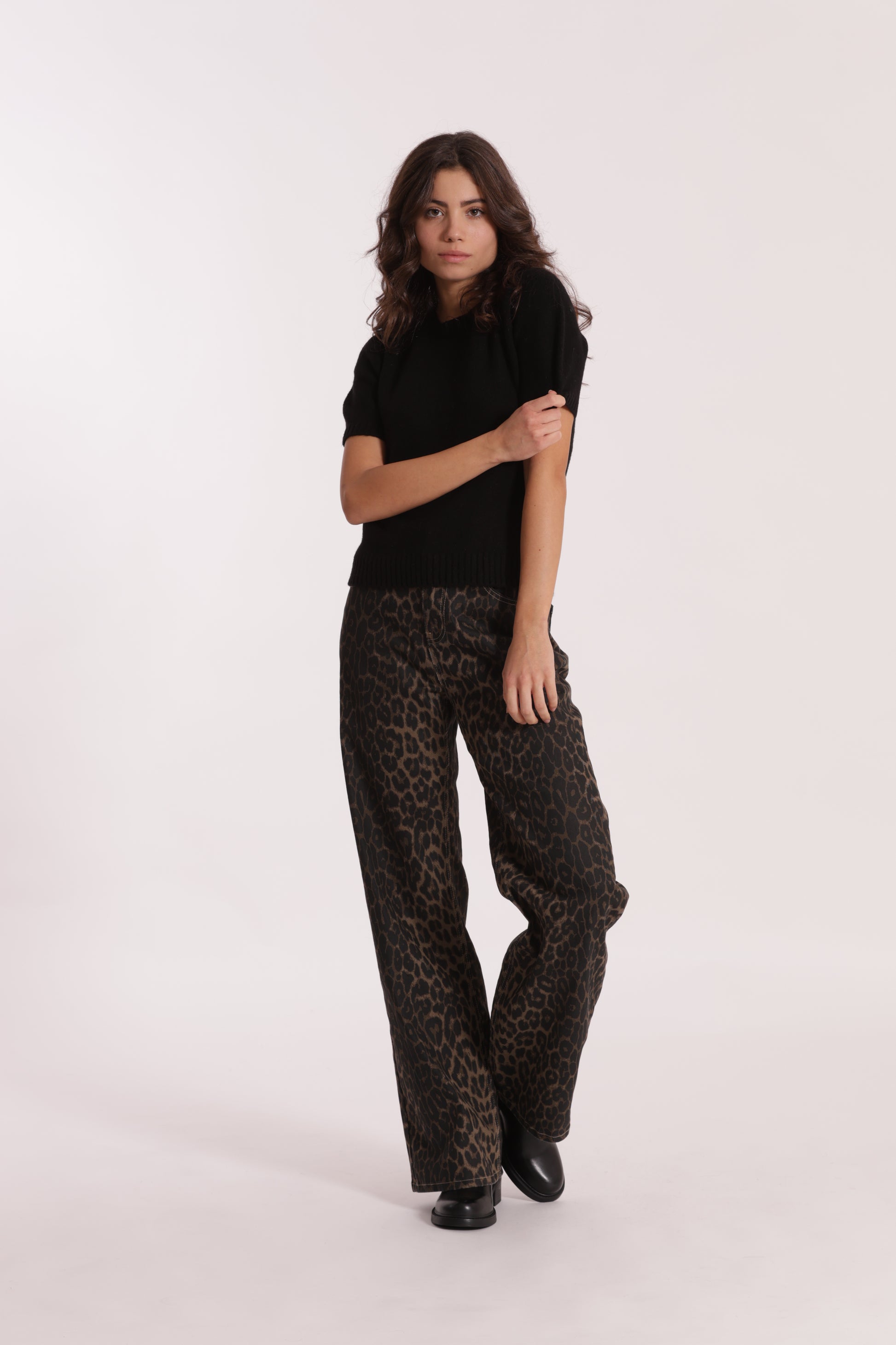 JEANS WIDE LEG LEOPARDATO