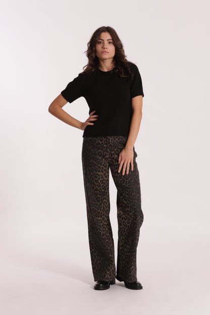 JEANS WIDE LEG LEOPARDATO