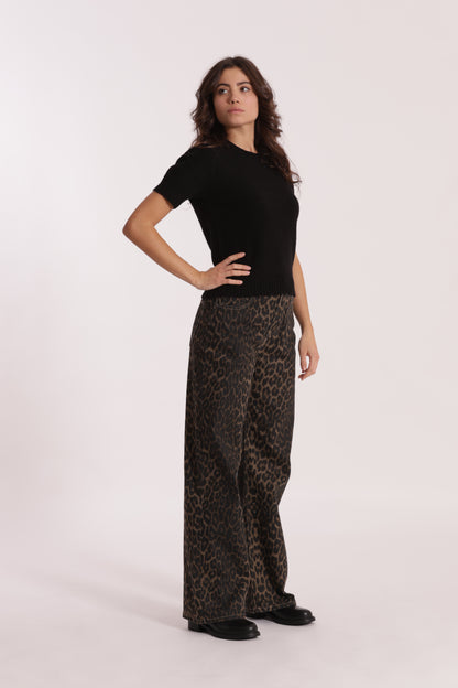 JEANS WIDE LEG LEOPARDATO
