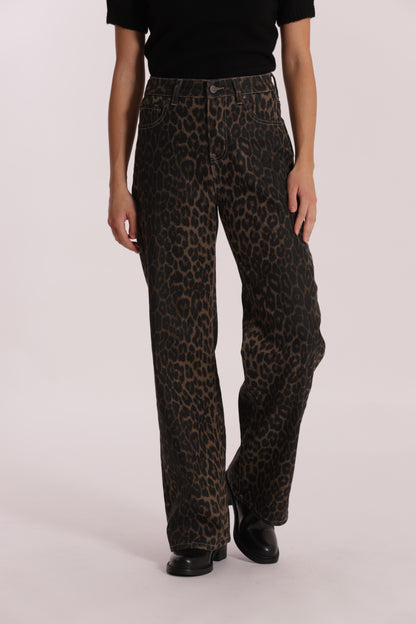 JEANS WIDE LEG LEOPARDATO