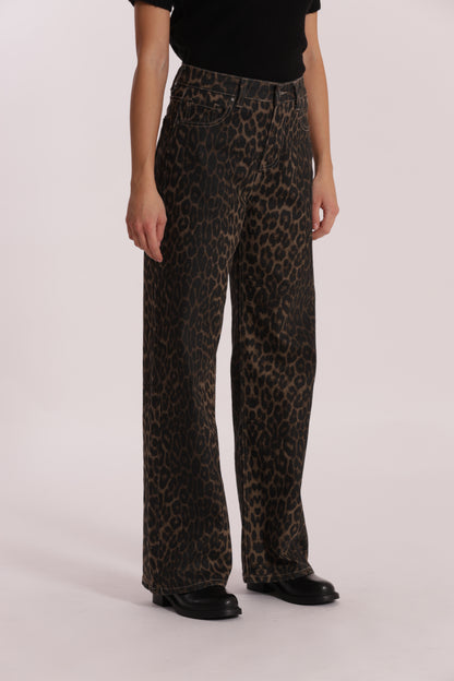 JEANS WIDE LEG LEOPARDATO