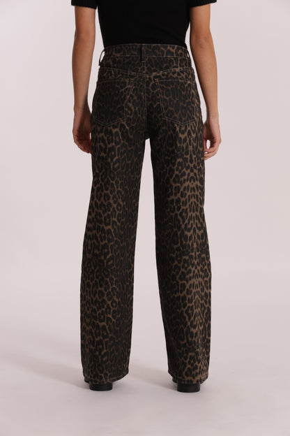 JEANS WIDE LEG LEOPARDATO