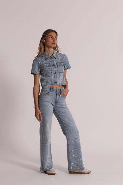 JEANS PIOGGIA DI STRASS