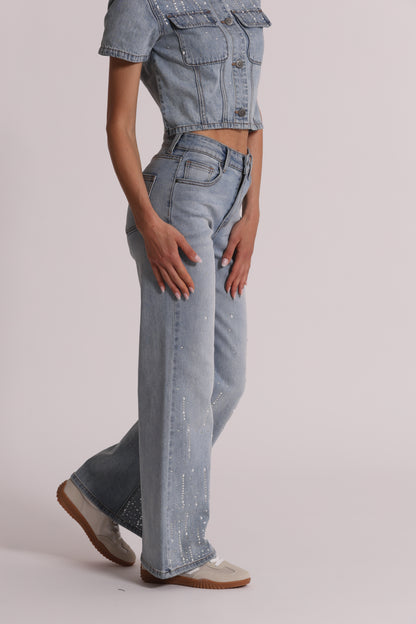 JEANS PIOGGIA DI STRASS
